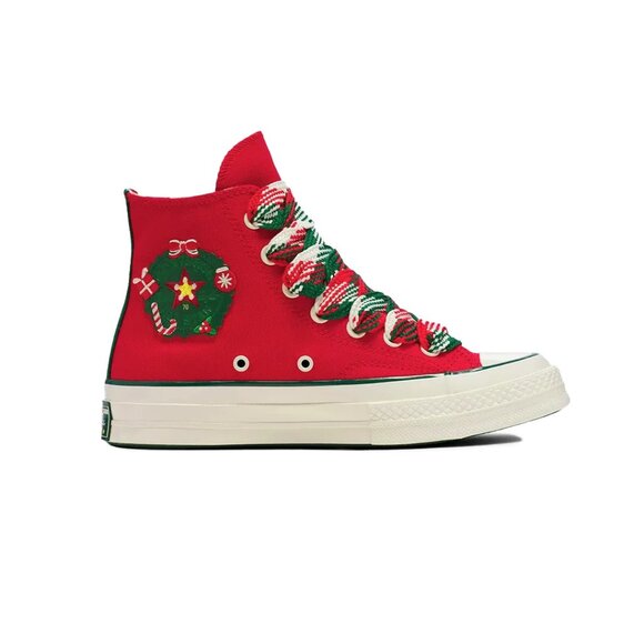 Converse Chuck 70 Hi Christmas 'Gingerbread & Knit Sock' Red A12454C MENS SZ 12 - Picture 12 of 16